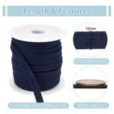 1 Roll Flat Polycotton Hollow Cord, Shoeslace Making, Clothes Accessories, with 1Pc Plastic Spool, Prussian Blue, 10mm, about 27.34 Yards(25m)/Roll