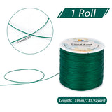 1 Roll Round Waxed Polyester Cords, Twisted Cord, Green, 0.5mm, about 115.92 yards(106m)/roll
