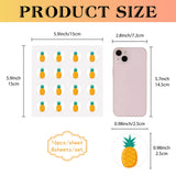 8 Sheets Plastic Waterproof Self-Adhesive Picture Stickers, Round Dot Cartoon Decals for Kid's Art Craft, Pineapple, 150x150mm, Sticker: 25mm