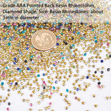 Grade AAA Pointed Back Resin Rhinestones, Diamond Shape, Mixed Color, 3~3.5mm, 12 colors, 1100pcs/color, 13200pcs/box