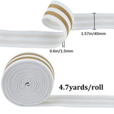 4.7 Yards Polyester Flat Elastic Striped Band, Webbing Garment Sewing Accessories, White, 40mm