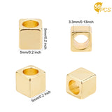 Brass Spacer Beads, Cube, Golden, 5x5x5mm, Hole: 3.3mm, 50pcs/box