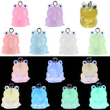 28Pcs 7 Colors Luminous Translucent Resin Pendants, Frog Charms, with Platinum Tone Iron Loops, Glow in the Dark, Mixed Color, 18x14.5x14.5mm, Hole: 2mm, 4pcs/color