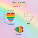 30Pcs Alloy Enamel Pendants, Light Gold, Heart with Rainbow Stripe, Colorful, 18x15x1.5mm, Hole: 1.6mm