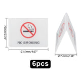 Acrylic Hotel Resturant Table Warning Signs, NO SMOKING, White, 70x103.5x59.5mm