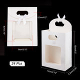 Rectangle Kraft Paper Gift Bags, with Bowknot and Clear Window, White, 16x6.2x15.5cm