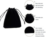 Rectangle Velvet Pouches, Drawstring Bags, Gift Bags, Black, 12x10cm, 50pcs/set