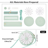 DIY Sew on PU Leather Daisy Flower Pattern Round Multi-Use Crossbody/Shoulder Bag Making Kits, including Fabric, Needle, Thread, Zipper, Pale Green, 13pcs/set.