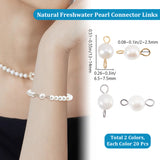 40Pcs 2 Styles Natural Cultured Freshwater Pearl Connector Charms, Nuggets Links with 304 Stainless Steel Loops, Golden & Stainless Steel Color, 13~14x6.5~8x4~5.5mm, Hole: 1.5~2.5mm, 20pcs/style