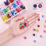 Spray Painted Crackle Glass Beads, Round, with Crystal Thread, Mixed Color, 8mm, Hole: 1.3~1.6mm, about 26~32pcs/color, about 390~480pcs/box