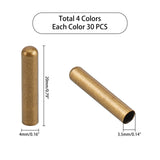 Brass Cord Ends, End Caps, Column, Mixed Color, 20x4mm, Hole: 3.5mm, 4 colors, 30pcs/color, 120pcs/box