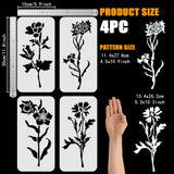 PET Hollow Out Drawing Painting Stencils, for DIY Scrapbook, Photo Album, Flower, 300x150mm, 4pcs/set