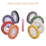 Nylon Thread, for Jewelry Making, Mixed Color, 0.8mm, about 7~9m/roll, 9colors, 1roll/color, 9rolls/set