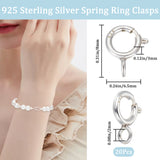 20Pcs 925 Sterling Silver Spring Ring Clasps, Silver, 8x6.5x3mm, Hole: 2mm