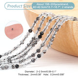 2 Strands Natural Black Rutilated Quartz Beads Strands, Faceted, Round, 2~2.5x2mm, Hole: 0.2mm, about 158~205pcs/strand, 15.7~16.7 inch(40~42.5cm)