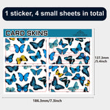 PVC Plastic Waterproof Card Stickers, Self-adhesion Card Skin for Bank Card Decor, Rectangle, Butterfly, 186.3x137.3mm