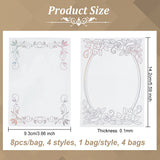 4 Bags 4 Styles PET Transparent Floral Frame Adhesive Decorative Stickers, Laser Waterproof Decals for DIY Album Scrapbook, Background Paper, Diary Decoration, White, 142x93x0.1mm, 8pcs/bag, 1 bag/style