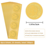 Self Adhesive Gold Foil Embossed Stickers, Medal Decoration Sticker, Moon Pattern, 5x5cm
