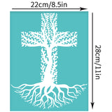 Self-Adhesive Silk Screen Printing Stencil, for Painting on Wood, DIY Decoration T-Shirt Fabric, Turquoise, Cross, 280x220mm