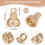 12Pcs Brass Pendant Bail, Tassel Cap Bail, Real 18K Gold Plated, 11x8mm, Hole: 1.6mm