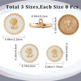 24Pcs 3 Style Alloy Enamel Buttons, 1-Hole, Flat Round with Rose Pattern, White, 17.5~22.5x8.5~9mm, Hole: 2mm, 8pcs/style