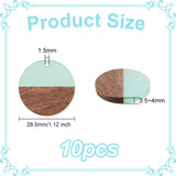 Ornaland Resin & Wood Pendants, Flat Round, Turquoise, 28.5x3.5~4mm, Hole: 1.5mm, 10pcs/box