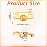 20Pcs Brass Pave Clear Cubic Zirconia Connector Charms, Oval Links, Golden, 4x10.5x3mm, Hole: 1.5mm