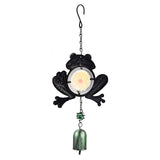 Frog Glass Wind Chime, Iron Bell Hanging Ornament for Landscape Outdoor Balcony Decoration, Black, 330mm