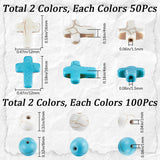 8 Strands 4 Styles Synthetic Turquoise Beads Strands, Dyed, Cross & Round, Mixed Color, 8~16x8~12x3.5mm, Hole: 1mm, 2 strand/style