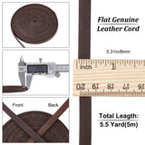 Flat Leather Jewelry Cord, Jewelry DIY Making Material, Coconut Brown, 8x2mm, about 5.47 Yards(4.8~5m)/Roll