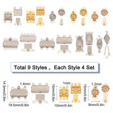 Brass & Stainless Steel Box Clasps, Multi-Strand Clasps, Mixed Shapes, Mixed Color, 36sets/box