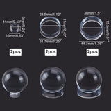 6Pcs 3 Style Acrylic Display Frame, for Crystal Ball Diaplay, Flat Round, Clear, 1.6~4.47x0.6~1.55cm, Inner Diameter: 1.1~3.8cm, 2pcs/style