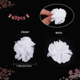 40Pcs Polyester Fabric Flowers, for DIY Headbands Flower Accessories Wedding Hair Accessories for Girls Women, White, 34mm