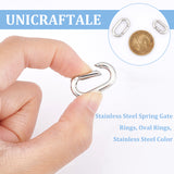 2Pcs 2 Styles 304 Stainless Steel Spring Gate Rings, Oval Rings, Stainless Steel Color, 17.5~22.5x10~13x3mm, Inner Diameter: 12~16.5x4.5~7mm, 1pc/style