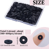 Flat Round Handmade Polymer Clay Beads, Disc Heishi Beads for Hawaiian Earring Bracelet Necklace Jewelry Making, Black, 8x0.5~1mm, Hole: 2mm, about 380~400pcs/strand, 17.7 inch, 3 strands/box