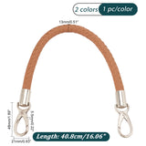 2Pcs 2 Colors Braided Imitation Leather Bag Straps, with Alloy Snap Clasp, Platinum, 40.8x1.3cm, 1pc/color