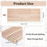 Customized 10-Slot Wooden Quilting Ruler Storage Rack, Ruler Template Organizer Holder, Sewing Accessories and Supplies, Wheat, 35x14x1.9cm