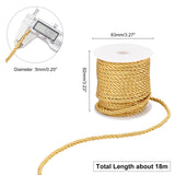 3-Ply Polyester Cord, with Spool, Twisted Rope, for DIY Cord Jewelry Findings, Gold, 5mm, Spool: 82x83mm, about 18m/roll