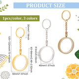 3pcs 3 colors Commemorative Coin Acrylic Pendant Keychain Sets, with Alloy Findings, for Coin Collection Holder, Platinum & Golden, 12cm, 1pc/color