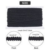 Polyester Braided Lace Trim, Sewing Centipede Lace Ribbon, for Clothes Accessories and Curtains Accessories, Black, 1/4 inch(8mm), about 27.34 Yards(25m)/Card