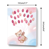 Canvas Fingerprint Painting, with Wood Frame and 1 Box Four Color Printing Mud and 2Pcs Traceless Nail, Bear Pattern, 24.5x19.5cm