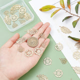 30Pcs 3 Style 304 Stainless Steel Pendants, Filigree Finding, Textured, Flat Round & Leaf & Teardrop, Golden, 20~33.5x15~19x0.5~1.2mm, Hole: 1~2mm, 10pcs/style