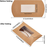 Paper Pillow Boxes, Gift Candy Packing Box, with Clear Window, BurlyWood, 17.5x10x3.8cm