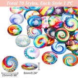 Glass Cabochons, Half Round with Mixed Pattern, Mixed Color, 25x6mm, 70pcs/bag, 1bag/box