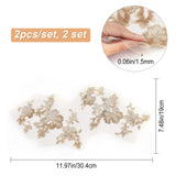 2 Sets Flower Polyster Embroidery Ornaments Accessories, Lace Sequins Clothing Sew on Patches, Suitable for Wedding Dress, Performance Clothes, Light Khaki, 304x190x1.5mm, 2pcs/set