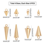 304 Stainless Steel Pendants, Spike/Cone, Golden, 6.5~18x3~7mm, Hole: 1.5~2mm, 24pcs/box