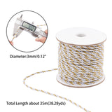 Polyester Cords, Milan Cords/Twisted Cords, 3-Ply, White, 3mm, about 35~37.18 Yards(32~34m)/roll