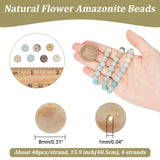 4 Strands Natural Flower Amazonite Beads Strands, Frosted, Round, 8mm, Hole: 1mm, about 48pcs/strand, 15.9 inch(40.5cm)