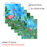 Chemical Fiber Oil Canvas Hanging Painting, Home Wall Decoration, Rectangle, Flamingo Pattern, 200x250mm, 6 style, 1pc/style, 6pcs/set.