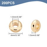 202 Stainless Steel Beads, Disc/Flat Round, Real 18K Gold Plated, 4x1.5mm, Hole: 1.5mm, 200pcs/box